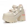 11cm High Heel Womens Sandals Mesh Breathable Genuine Leather Heel High Women Sandals Platform High Heel Sandals Sandalias Mujer