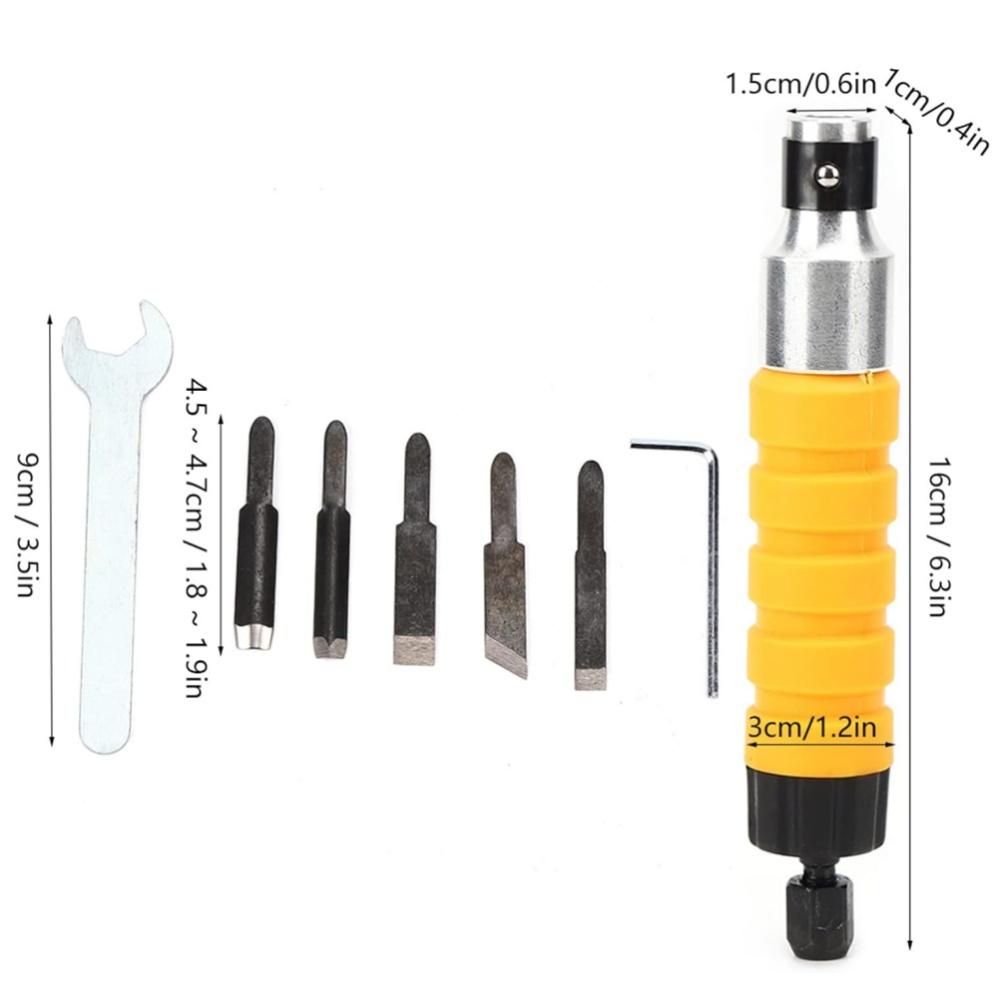 Elektryczny Zestaw Dłut Rzeźbiarskich do Drewna z Kluczem 5 Ostrzy do 12 000 obr./min Stal Nierdzewna i Guma