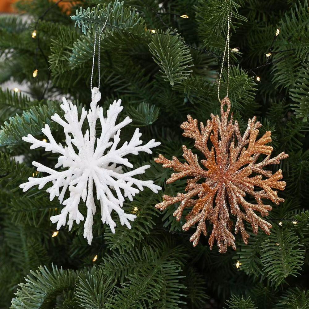Glitter Finish Snowflake Hanging Ornament 3D Design Glitter Snowflake Decoration Home Decor