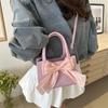 Butterfly Bow Small Shoulder Bag Pu Material With Zipper Closure For Daily Use