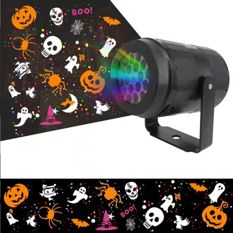 Halloween Projector Lights Outdoor Holiday Pumpkin Ghost Skull Horror Projector Rotating LED Stage Lights Halloween Party Decor