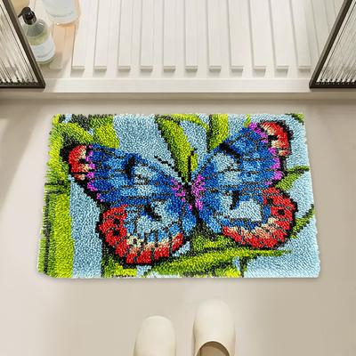 Kompletní DIY sada pro háčkování s očky, sada materiálů pro segmentovou výšivku k výrobě koberce pro nadšence a začátečníky, 20,5 x 15 palců