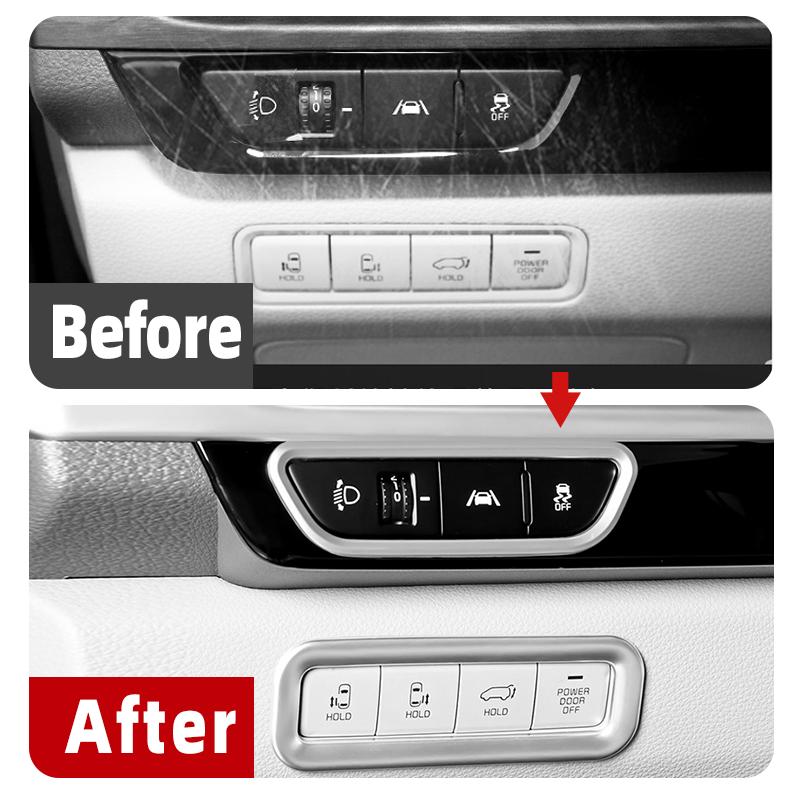 For Kia Carnival Sedona KA4     Car Headlight Adjust Switch Frame Cover Auto Central Control Switch Trim Sticker