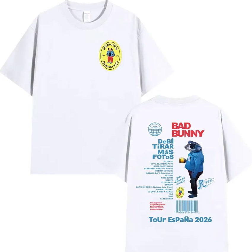 Rap Singer Bad Bunny Tour Debi Tirar Mas Fotos DTMF Pattern  for Men Fashionable Soft and Comfortable Pure Cotton Tshirt
