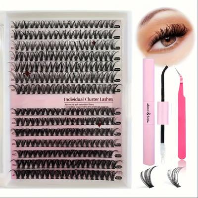 Fluffy Eyelashes Extension Kit Clusters 280pcs Individual Lash Extensions Kit 9