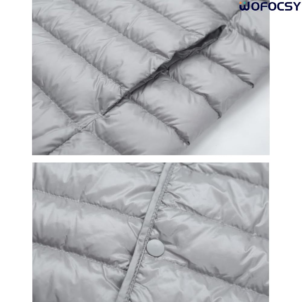 WOFOSY Collarless Down and Stylish Inner Vest for Compact and Casual Perfect for and SY213 Men's Vest, Ultra-Lightweight, Warm, Hiking, Storage, Wear,