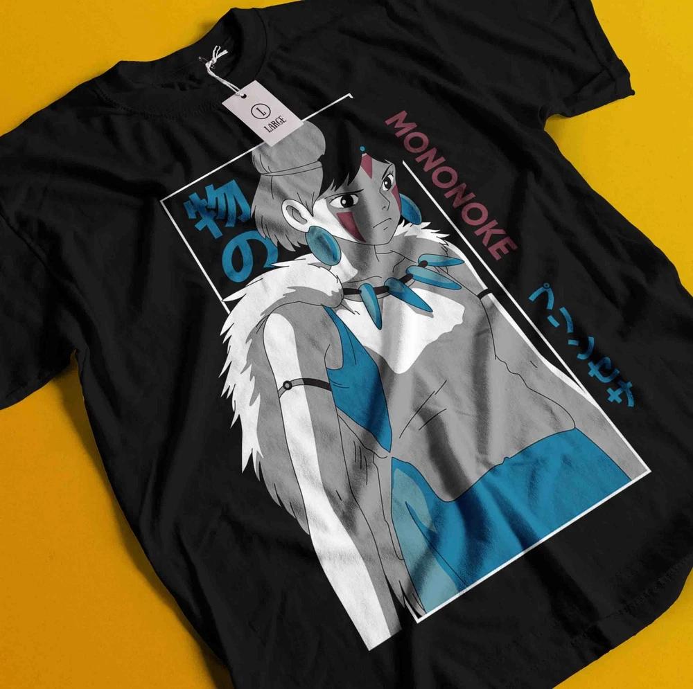 Princess Mononoke TShirt Hayao Miyazaki Studio Ghibli Gift Black Shirt Unisex S