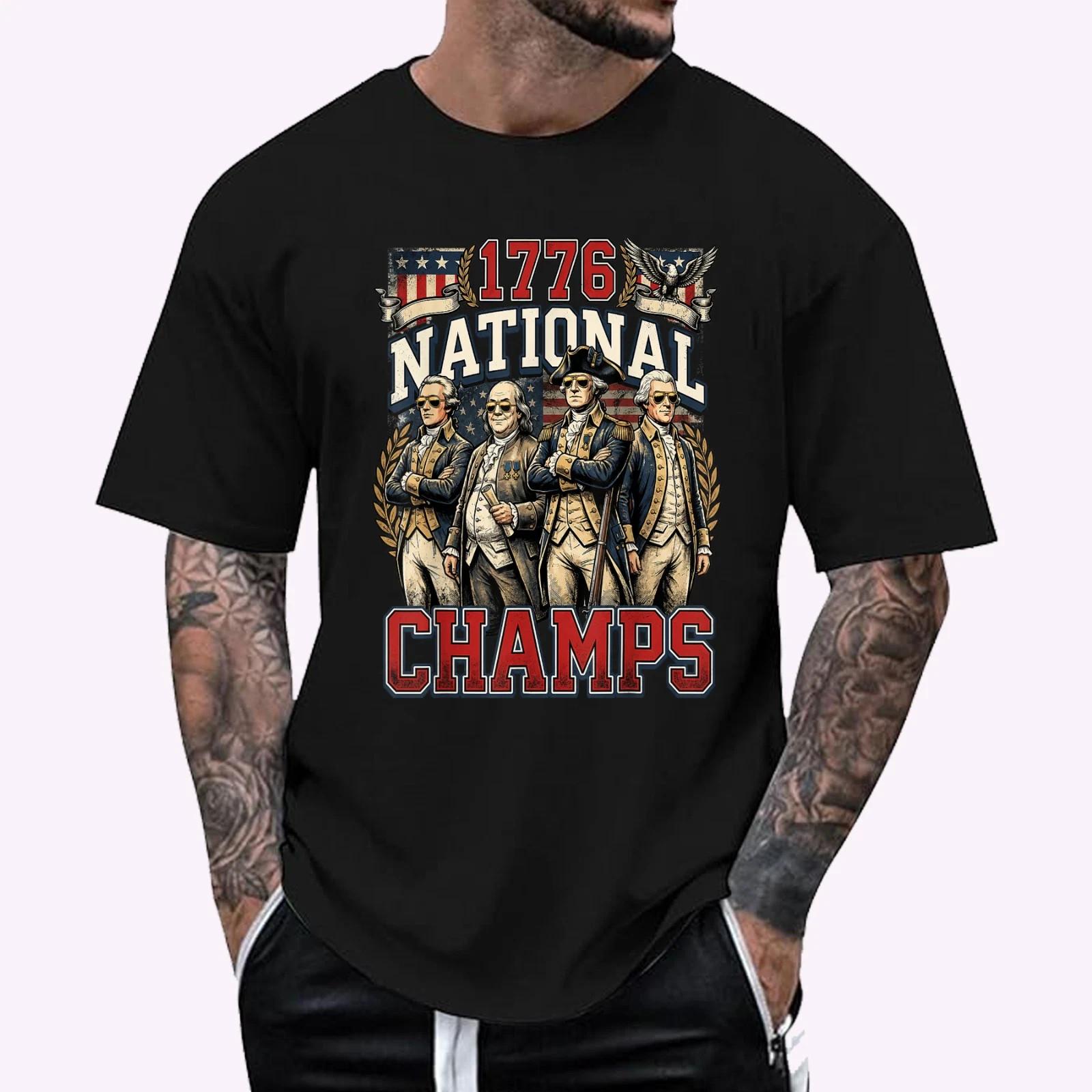 1776 National Champs Funny Patriotic America Founding Father T-Shirt S разноцветный