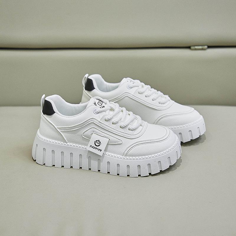 Spring White Shoes New Style Female Students' Thick Sole Height-enhancing Sports Shoes Casual Shoes Street Photography