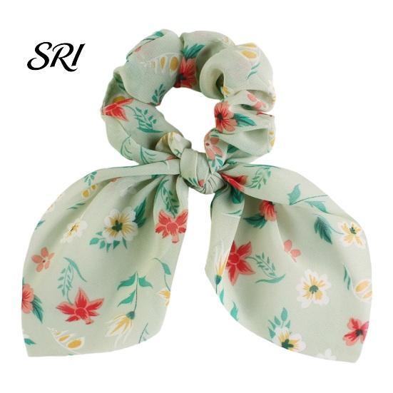 Hair Band Floral Print Bunny Ears Shape Elastic Tie No Irritating Scalp Rope Versatile Accessory Non-irritating Hairband циан