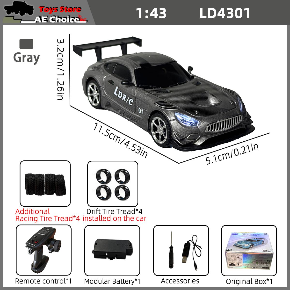 

LDRC LD4301 1/43 Mini RC Car 4WD RTR Full Proportion with Gyroscope Drift Racing Vehicle 2.4G with LED Lights Toy for Adult Gift