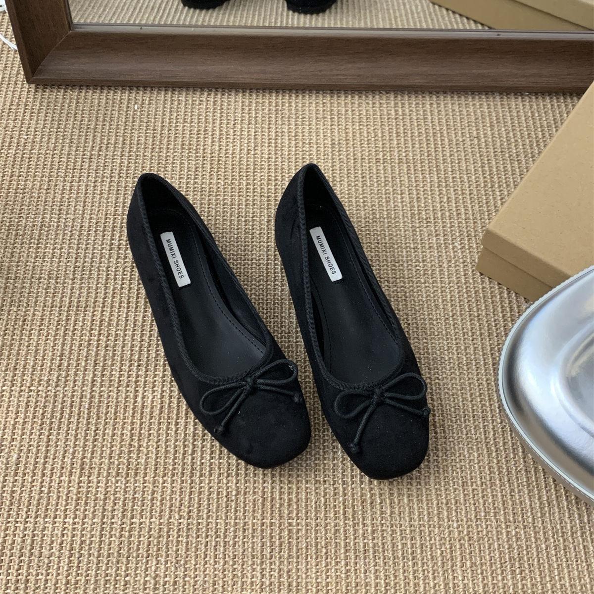 

Внутренние увеличивающие рост замшевые туфли-дуду с мелким вырезом детские 2025 лето новые на толстой подошве на одном ремешке женские туфли-лодочки с юбками женские туфли 40 чёрный