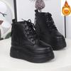 Fashion 12CM Genuine Leather Winter Plush Platform Wedge Fashion Ankle Boots Casual Autumn  Fashion High Heel Shoes