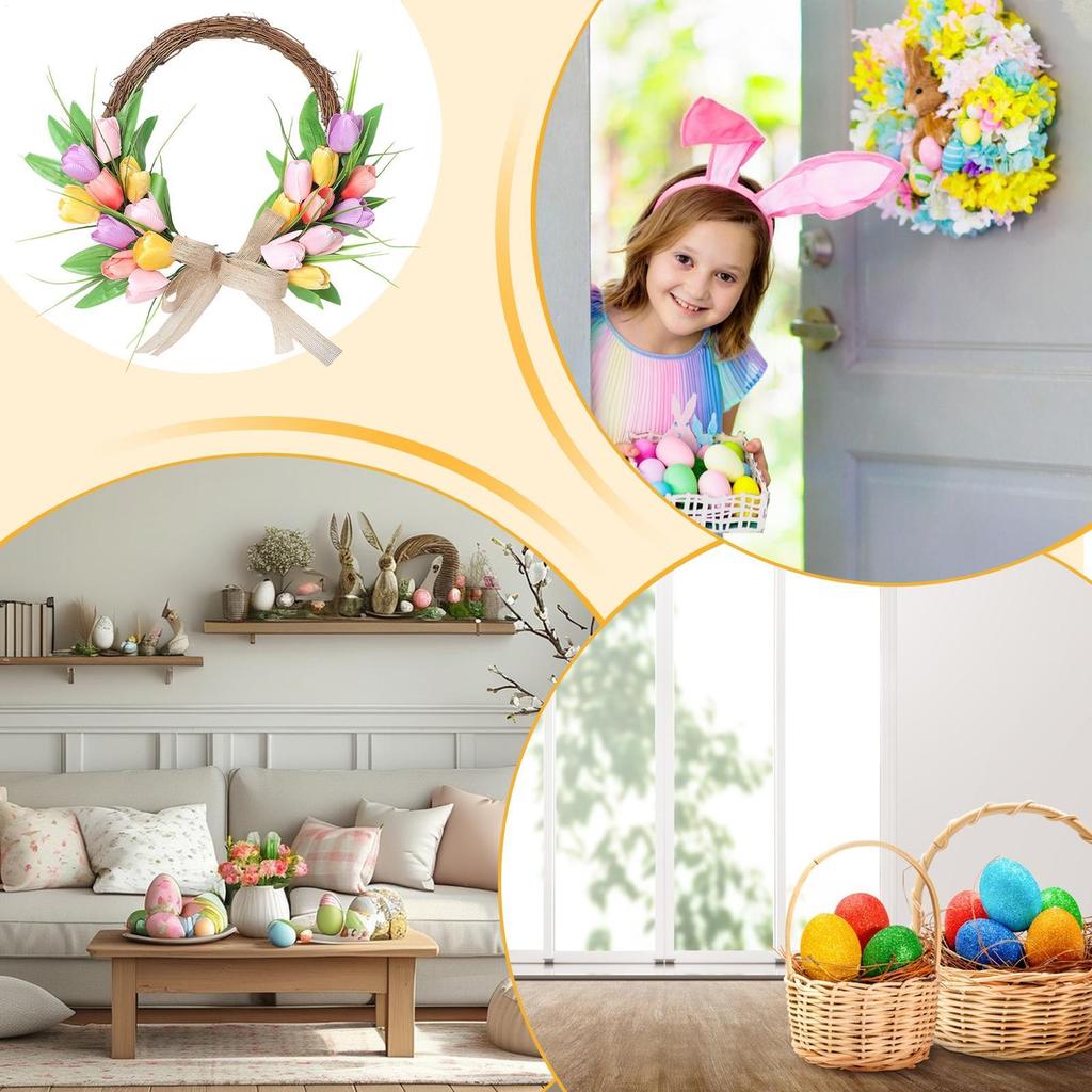Spring Wreath Artificial Floral Decor Spring Flower Wreath for Living Room Bedroom Indoor Outdoor Home Window Wall Wedding