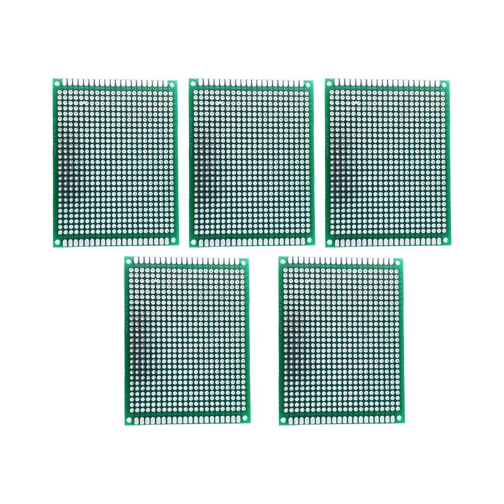 

Elec4U 6x8 5-Piece Set Double-Sided Tin-Plated Universal Prototyping Board, Solderable Universal Print Circuit Board,