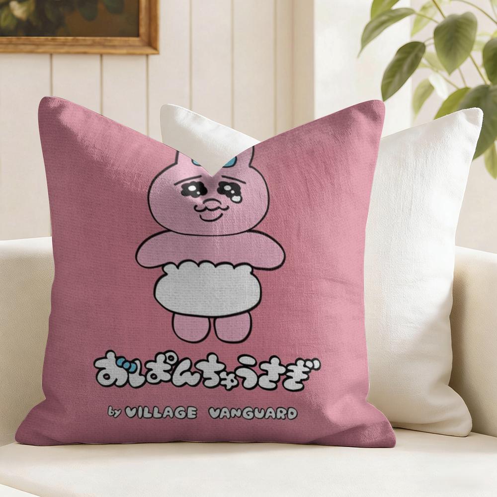 Kawaii OOpanchu Usagi Cushion Cover Eco Linen Pillow Case DoubleSided Print Breathable Durable Zipper Home Decor Gift