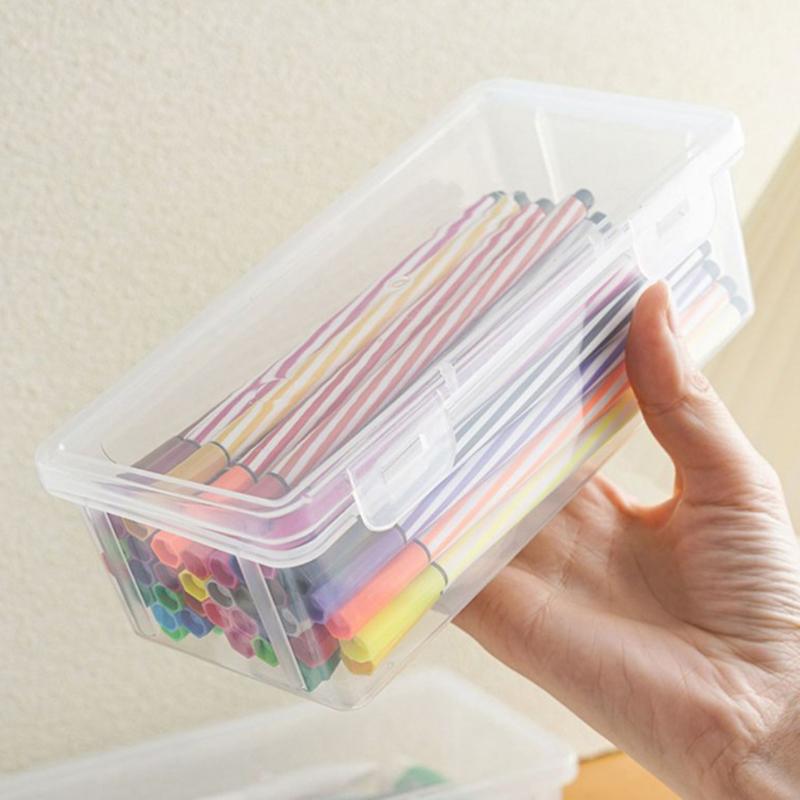 Gennemsigtig Blyantstaske Hård Plast Blyantstaske Farveblyant Penneæske Skitseblyantstaske Stabelbar Kontorartikler Organizer-boks