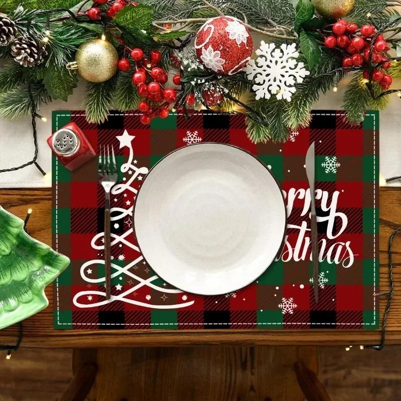 Placemats Table Linen Santa Claus Table Mat Christmas Restaurant Placemat Living Room Table Decoration Insulated Table Mat