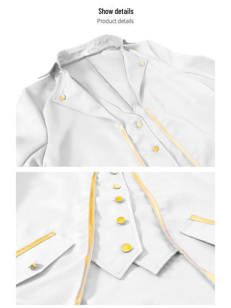 2025 Men's Medieval Gold-Trimmed Evening Tailcoat Costume for Stage Performance