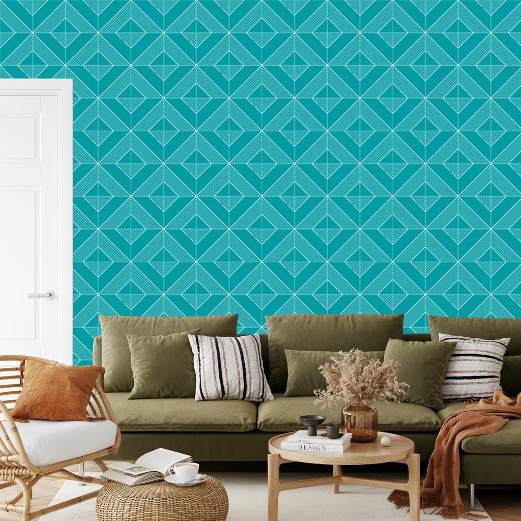 Geometric Rhombus Turquoise Wallpaper, Turquoise Background 50x1000