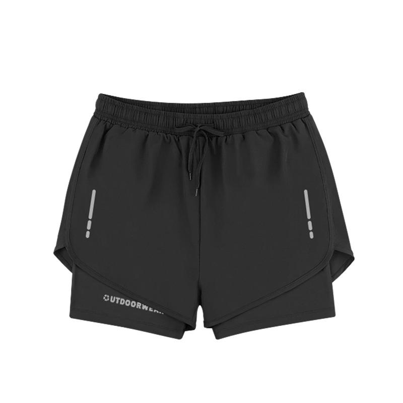 Men's Quick-Dry Swim Trunks: Running, Training, Beach, Double-Layer Anti-Embarrassment, Suitable for European and American Styles.