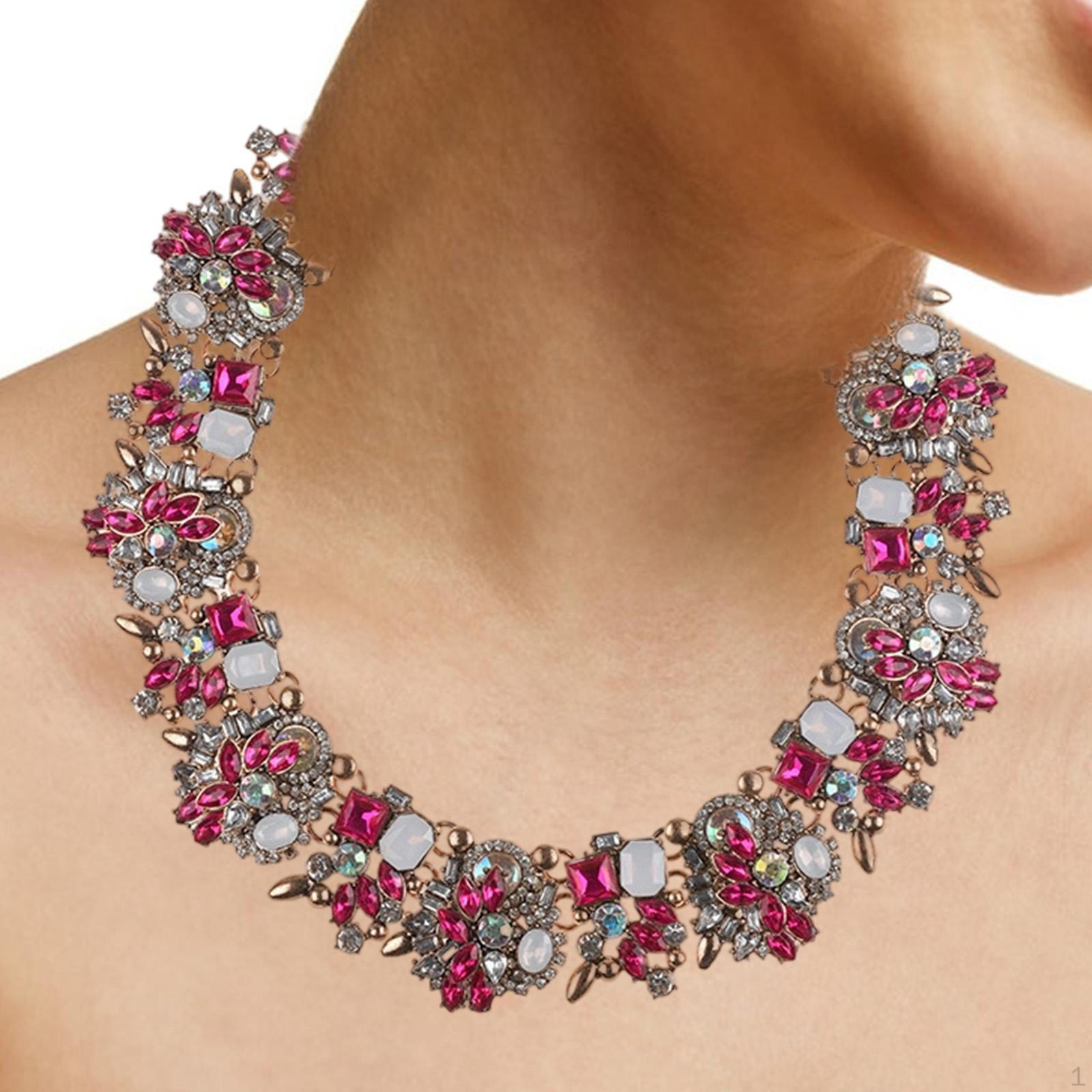 

Массивное колье-чокер с цепочкой и стразами, художественные изделия, подарок на День святого Валентина, блестящее, модное, нагрудник розы красного