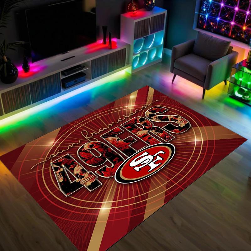San Francisco 49ers Design Kristall Samt Teppich Gemütlich Nicht?Rutschfester Teppich mit Aufdruck für Schlafzimmer Wohnzimmer Eingang