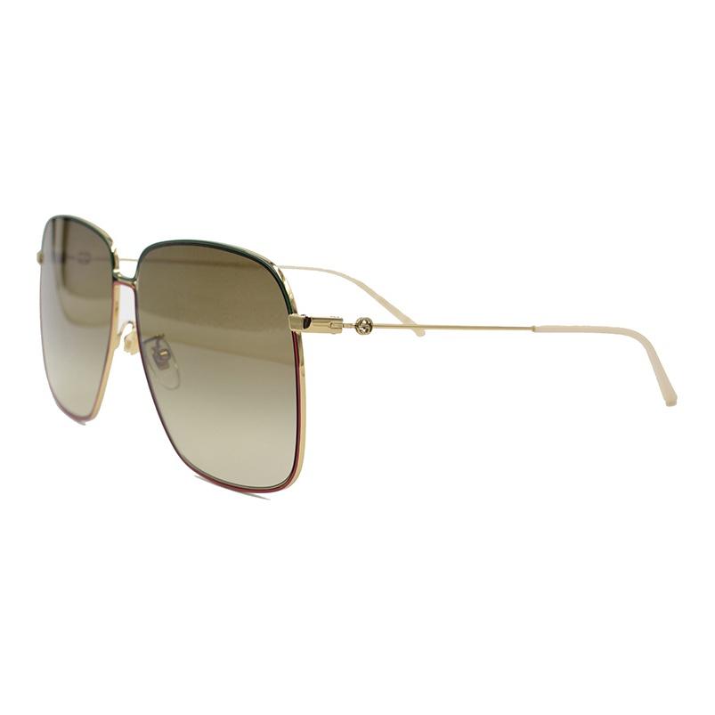 Gucci Classic Double G Logo Modern Retro Holiday Travel Square Sunglasses Women Sunglasses Light GG0394S-003