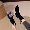 Pointed Temperament Fashionable Martin Boots Women's Autumn and Winter New Velvet Thickened Warm High-heeled Versatile Cotton Shoes