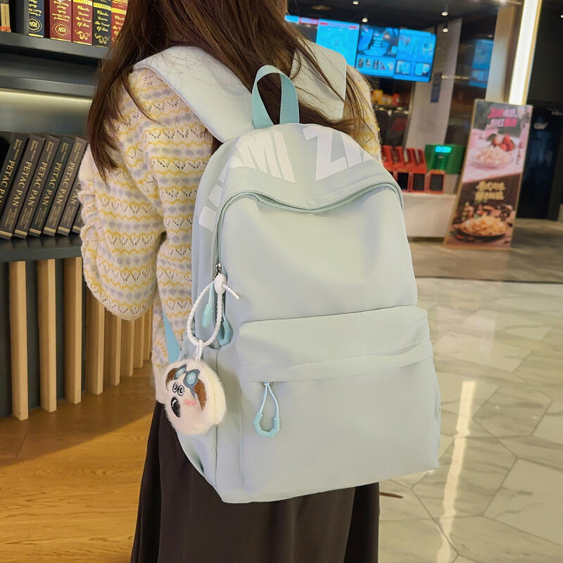 Junior High School Schoolbag Women's Solid Color Backpack