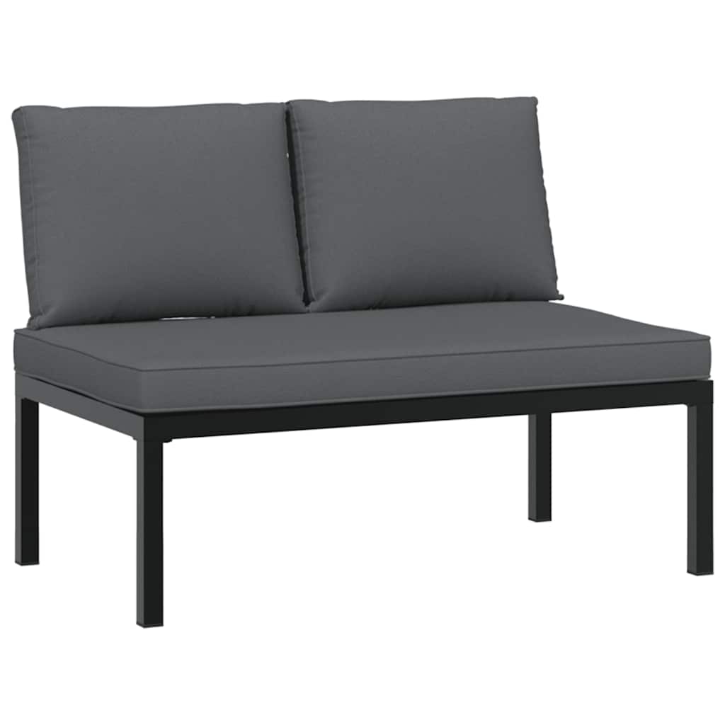 2 Piece Garden Sofa Set with Cushions Black Aluminum