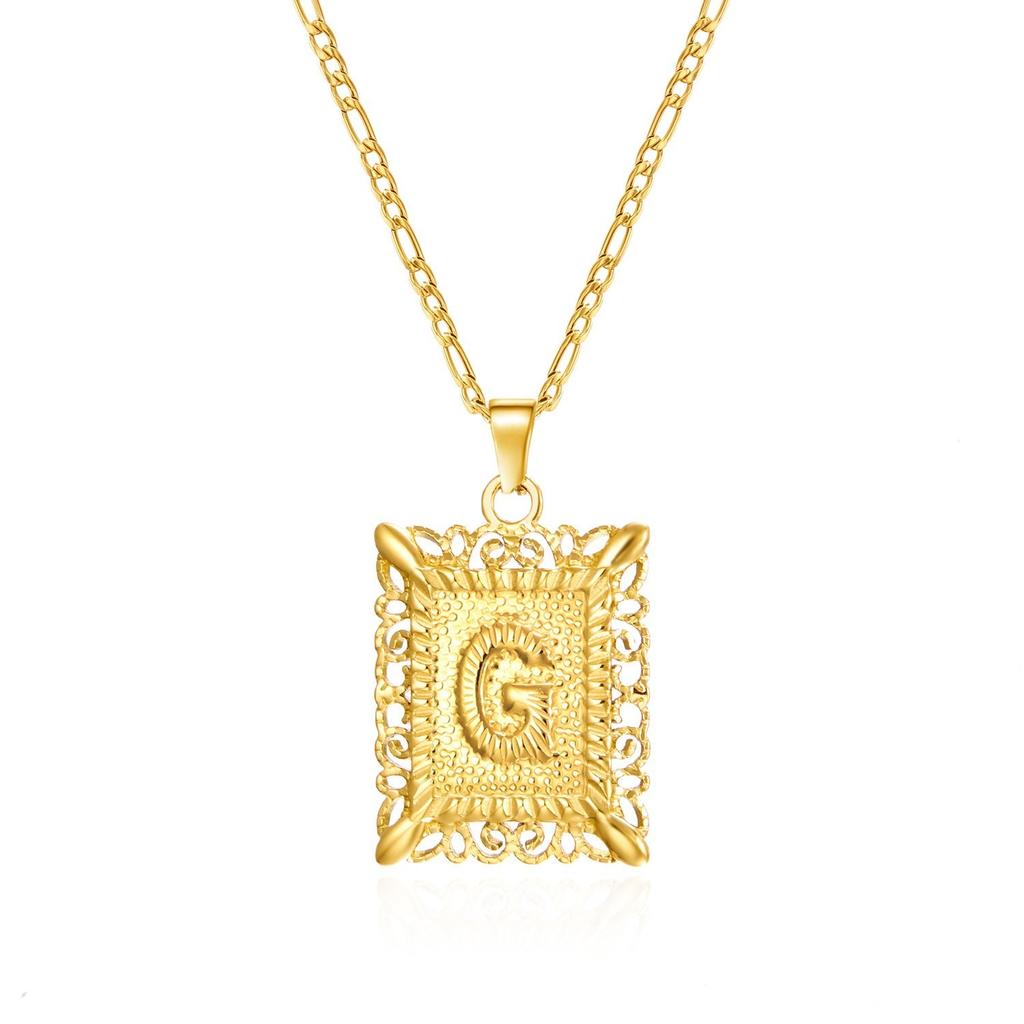 European and American style simple square 26 letter pendant necklace women's personality high-end design jewelry