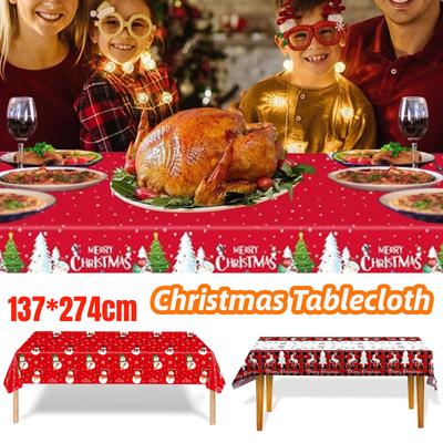 Vánoční ubrus Vánoční dekorace pro domov Sněhulák Santa Strom Vzor Pokrývka stolu Nový rok Noel Dárek Vánoční dekorace