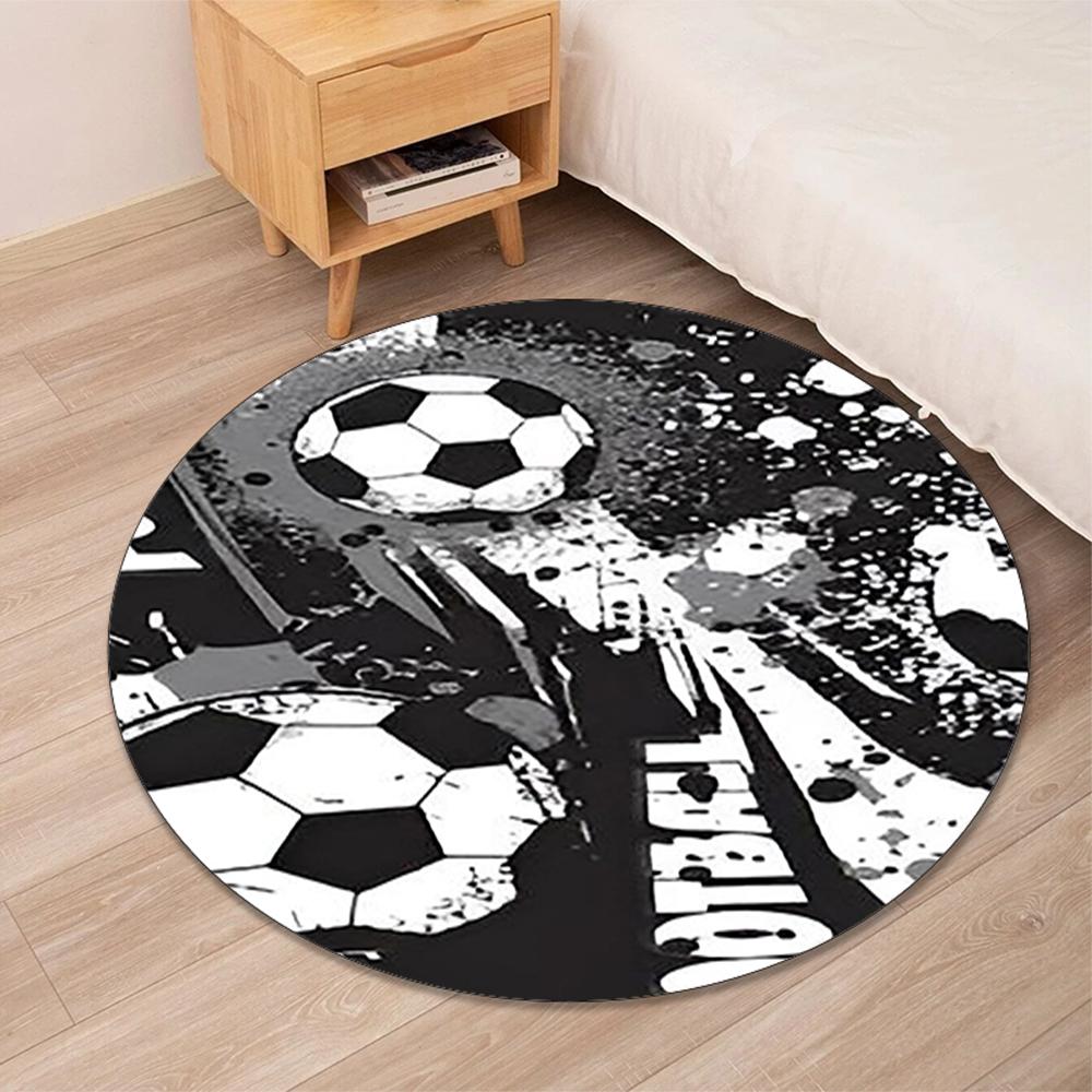 Fußball bedruckter runder Teppich Teppich Stuhlteppich Läufer Eingang Fußmatten, für Bürostuhl Wohnzimmer Schlafzimmer Küche.
