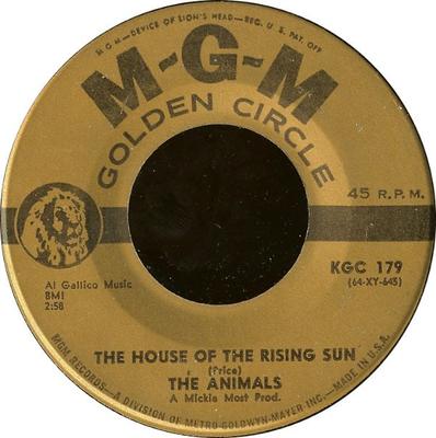 7inch Record ANIMALS - The House Of The Rising Sun / I'm C KGC179 MGM Records US Rock Used