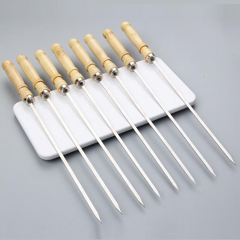 OEING Stainless Steel BBQ Skewers with Wooden Handle, 50-Pack 40cm