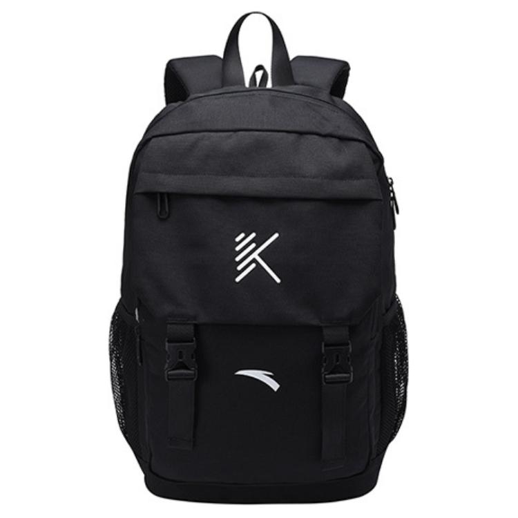 Anta Basketball Series Logo Print Large Capacity Zipper Backpack Unisex Backpack Black 19941155-1 Black