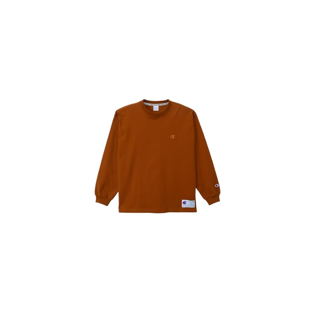 Long-sleeved T-shirt, Crew Neck, 100% Cotton, Relaxed Fit, One-point Logo Embroidery, Long-sleeved