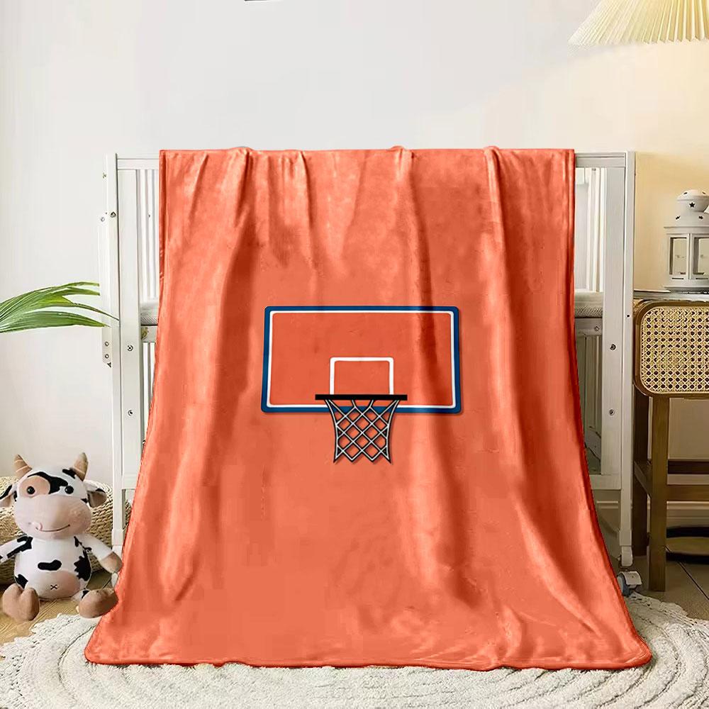 

Basketball hoop with a net on a solid orange background. for all seasons blanket lunch break throw gift 80cm x 120cm