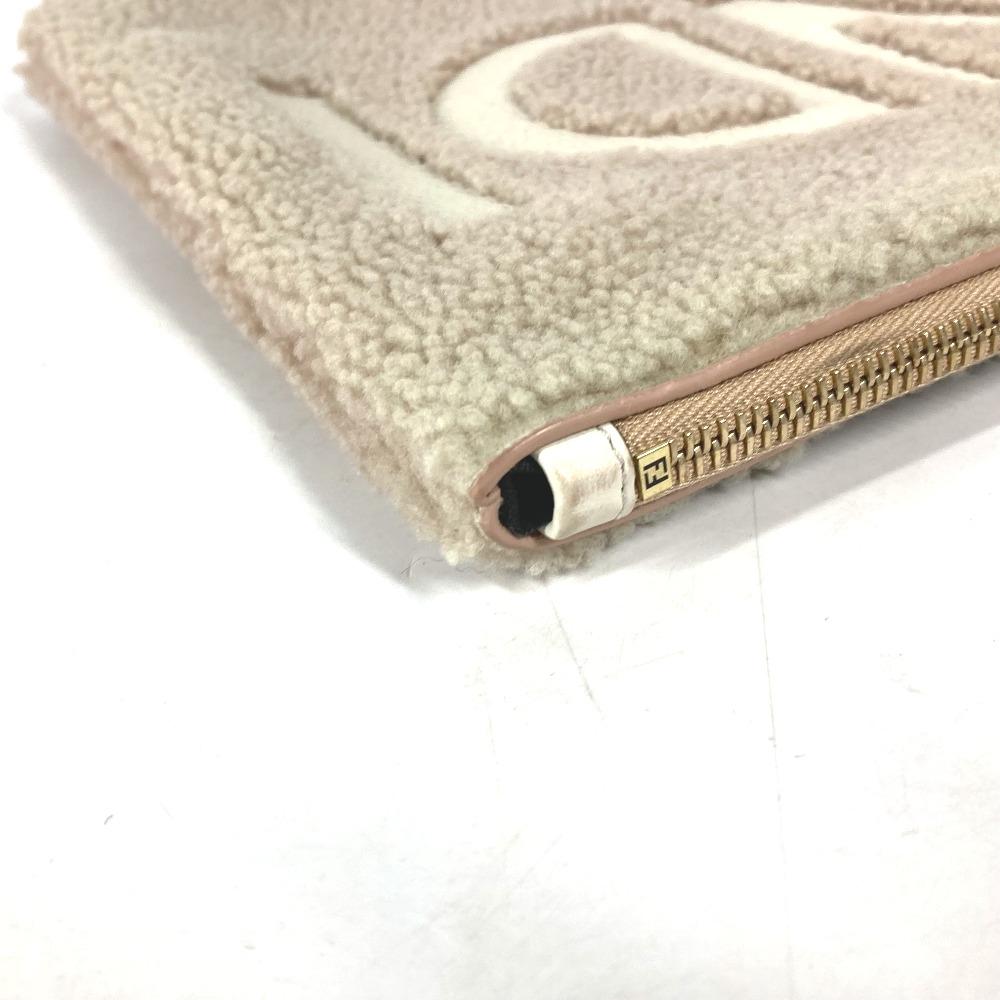 Fendi 8N0178 Lammfell Logo bore Tasche Beutel mit Riemen Clutch Bag