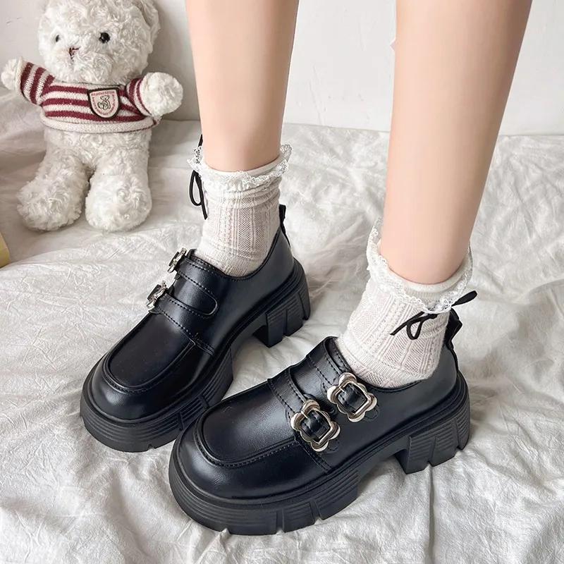 Fashion Women's Shoes 2024 Brand Loafers Women's High Heels Fashion Belt Buckle Office and Career Hot Sale Slip on Solid Platform Heels