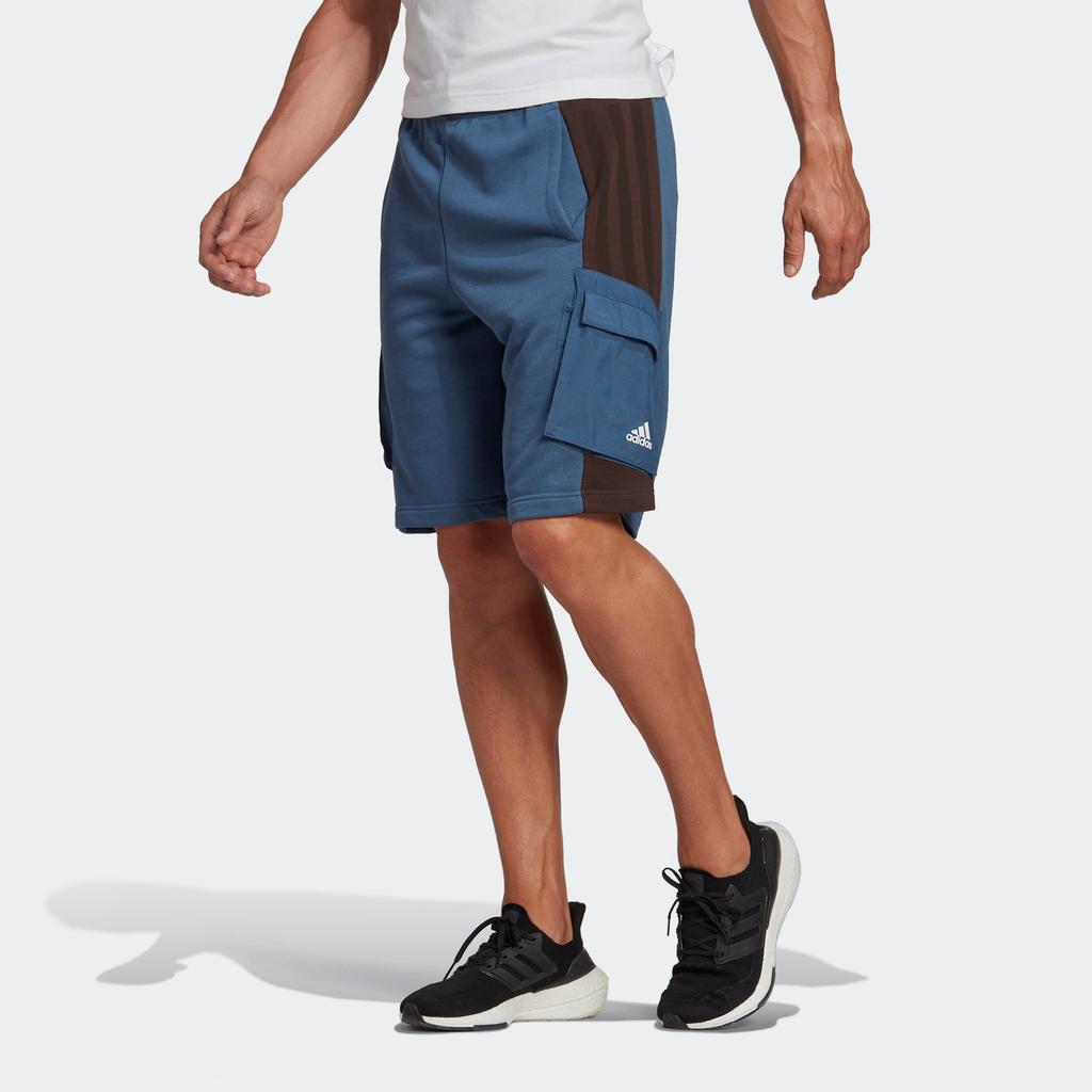 Adidas Patchwork Design Brand Logo Printed Sports Fitness Shorts Men Shorts Blue HZ9703