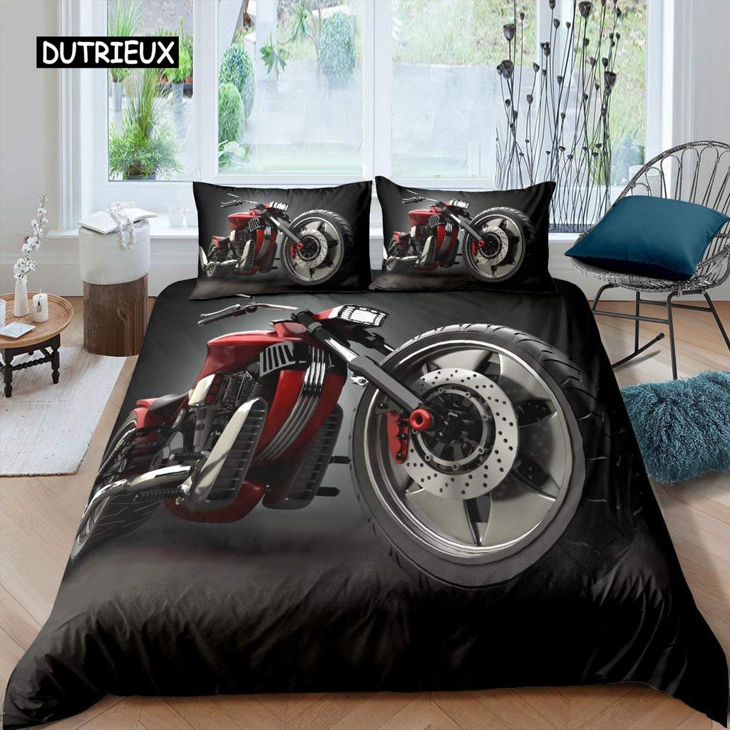 3D Motorcycle Bedding Set Queen Bedding Duvet Cover Set Bedding Set Bed Cover Queen Bedroom Bed Cover Set Bed Set Bedding