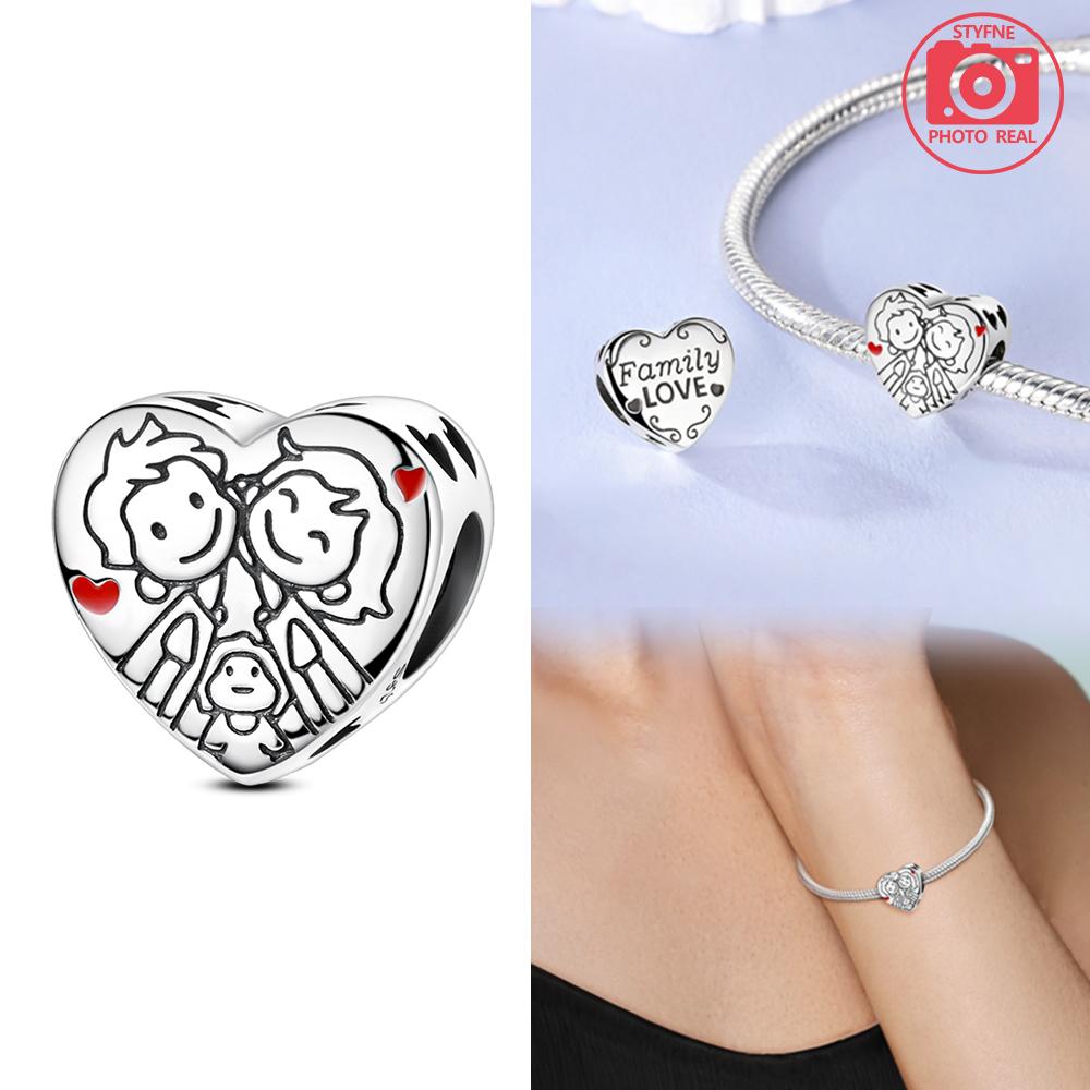 Charms Plata Copper Colors Love Each Other Family Beads Fit Original Bracelet Diy Fine Jewelry Gift For Women