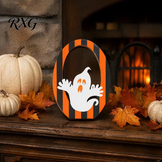 Flexible Halloween Tabletop Display Wooden BOO Ornaments for Tiered Tray Decor, Solid Wood Signs Creative Letter Decorations Festive Holiday