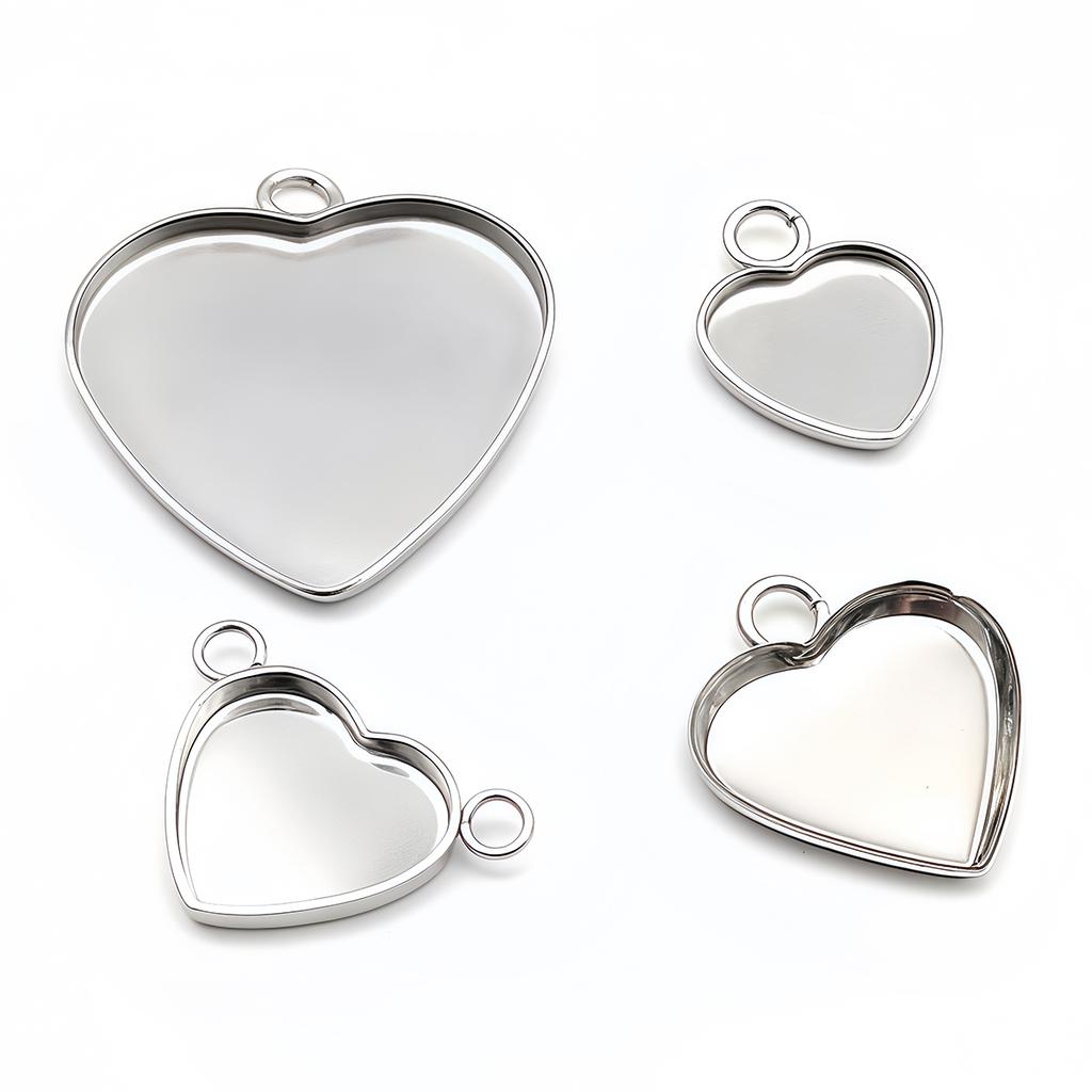 10/20Pcs Stainless Steel Cabochon Pendant Base Heart Bear Stars Butterfly Charms Blank Tray for Cameo Jewerly Making Components