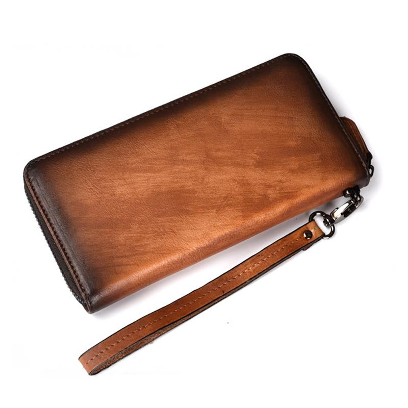 Portfel męski ze skóry naturalnej Vintage skórzany portfel Męski polerowany portfel na karty Biznesowa kopertówka