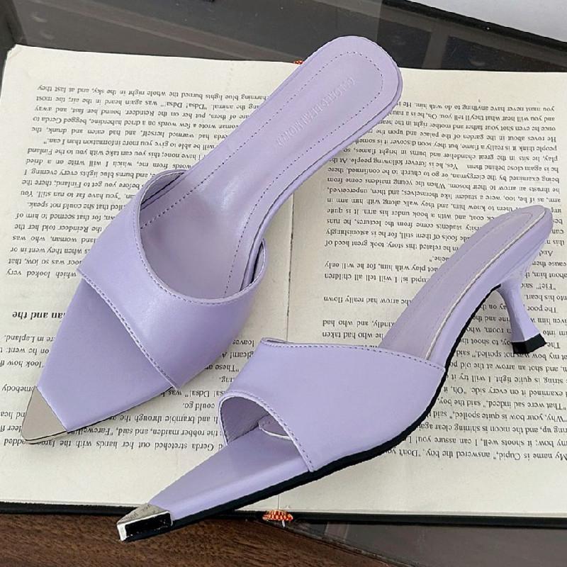 Fashion High Quality Pointed Toe Shallow Women Sandals Fashion Open Toe Thin Heel Slide Sandals Elegant Simple Comfortable Designer Shoe