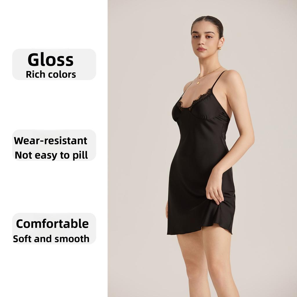 Summer Lace-Trimmed Sexy Strapless Satin Chiffon Nightdress for Women – Seductive Nightwear Mini Dress