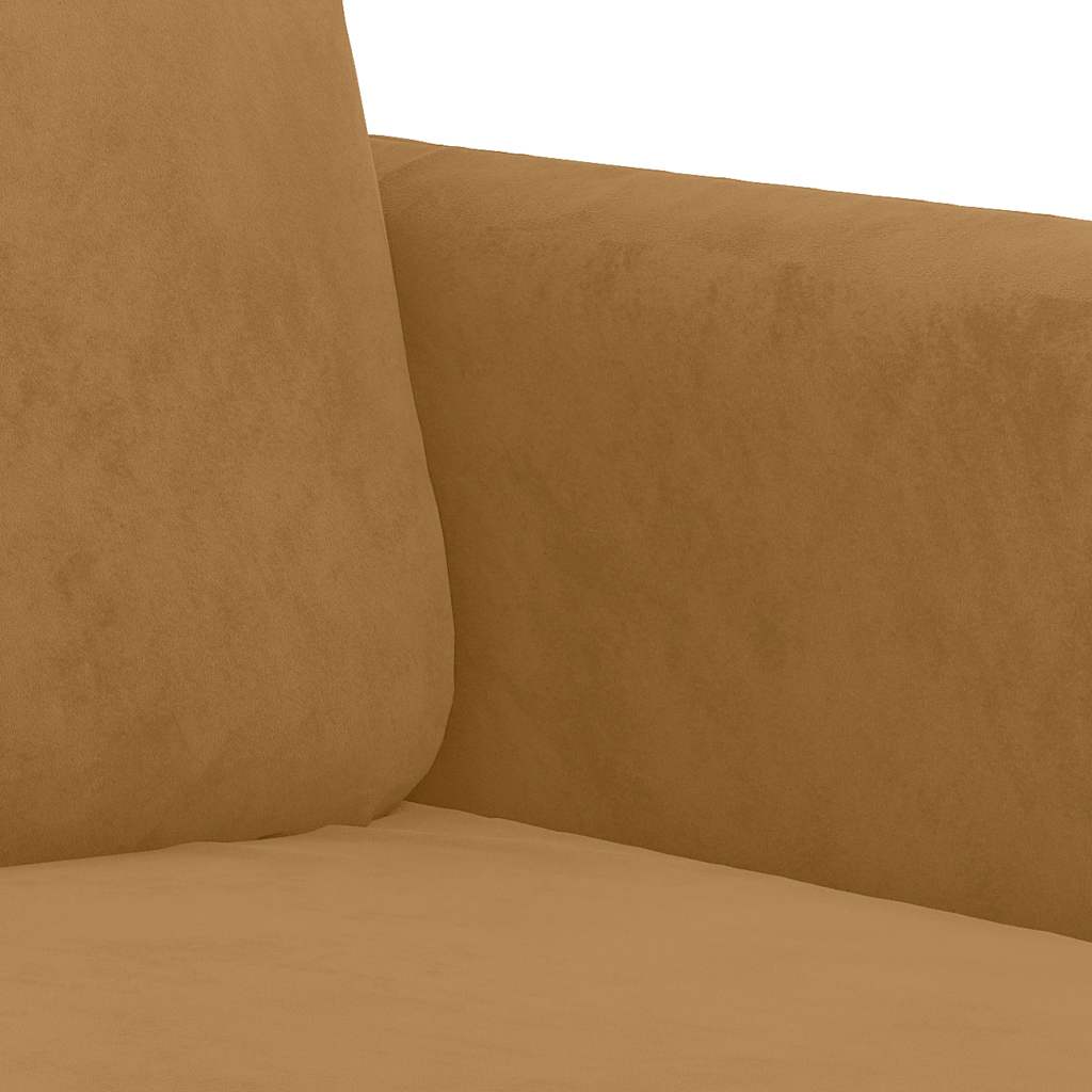 3 Piece Sofa Set Brown Velvet